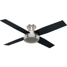 52" Dempsey Low Profile Ceiling Fan with Handheld Remote - Brushed Nickel