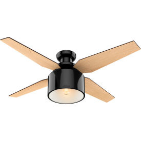 52" Cranbrook Low Profile Ceiling Fan with Light and Handheld Remote - Gloss Black