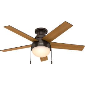 46" Anslee Low Profile Ceiling Fan with Light - Premier Bronze