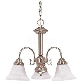 60/182 Ballerina 3 Light 20" Chandelier with Alabaster Glass Bell Shades, Brushed Nickel