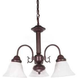 60/184 Ballerina 3 Light 20" Chandelier with Alabaster Glass Bell Shades Old Bronze
