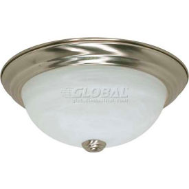 2 Light - 11" - Flush Mount - Alabaster Glass Brushed Nickel