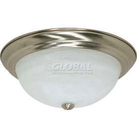 3 Light - 15" - Flush Mount - Alabaster Glass Brushed Nickel