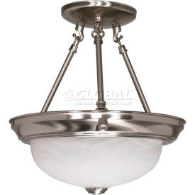 60-200 2 Light - 11" - Semi-Flush - Alabaster Glass Brushed Nickel