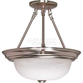 2 Light-Ceiling-Semi Flush, Alabaster Glass, Brushed Nickel, 13.25"W X 14"H