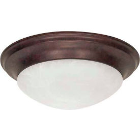 3 Light-Ceiling-Flush Mount with Alabaster Glass, Old Bronze Finish, 17" Width x 6" Height