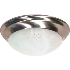 2 Light - 14" - Flush Mount - Twist & Lock w/ Alabaster Glass Brushed Nickel