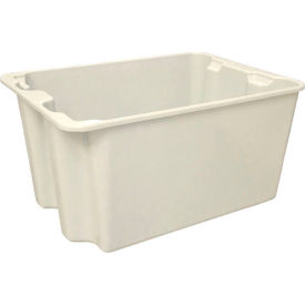 Molded Fiberglass Nest & Stack Tote, 27-1/2"L x 20"W x 14-1/8"H, White, Pack of 5