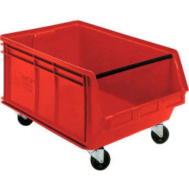 Plastic Mobile Magnum Stacking Bin, 18"L x 16-1/2"W x 11"H, Red