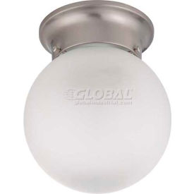 1 Light-Ceiling-Mount, Frosted White, Brushed Nickel, 6"W X 7.25"H