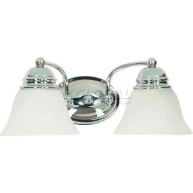 Empire 2 Light - 15" - Vanity w/ Alabaster Glass Bell Shades Polished Chrome
