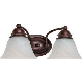 Empire 2 Light - 15" - Vanity with Alabaster Glass Bell Shades - Old Bronze