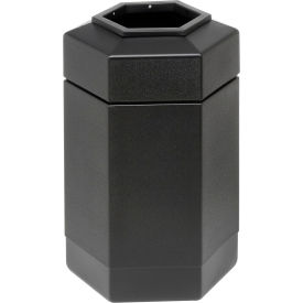 Open Top Hex Waste Container, Black, 30-Gallon