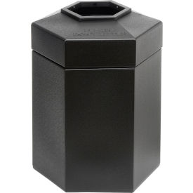 Open Top Hex Waste Container, Black, 45-Gallon