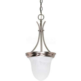 1 Light - 10" - Pendant - Alabaster Glass Bell Brushed Nickel