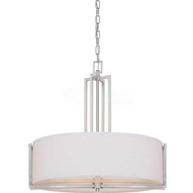 60/4756 Gemini-4 Light Pendant, Slate Gray Fabric Shade, Brushed Nickel, 23.5"W X 22.875"H