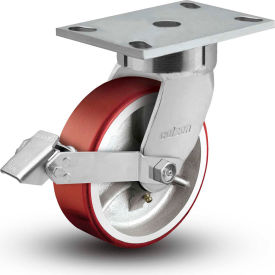 6 Series Swivel Plate Caster Poly With Brake 6" Dia. 1200 Lb.
