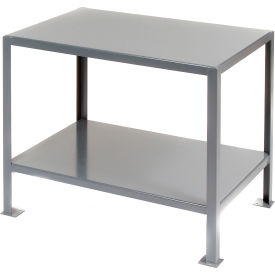 Stationary Machine Table W/ 2 Shelves, Steel Square Edge, 60"W x 30"D, Gray
