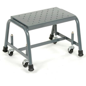 Perforated 16"W 1 Step Steel Rolling Ladder 10"D Top Step