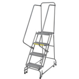 Grip 16"W 4 Step Steel Rolling Ladder 14"D Top Step