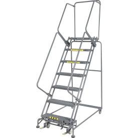 24"W 7 Step Steel Rolling Ladder 14"D Top Step- Lock Type B