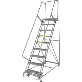 24"W 9 Step Steel Rolling Ladder 14"D Top Step