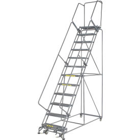 24"W 12 Step Steel Rolling Ladder 14"D Top Step
