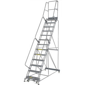 24"W 13 Step Steel Rolling Ladder 14"D Top Step