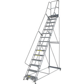 24"W 15 Step Steel Rolling Ladder 14"D Top Step - FS154014G