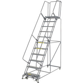 Perforated 24"W 11 Step Rolling Ladder 21"D Top Step
