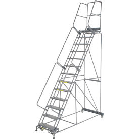 Perforated 24"W 13 Step Steel Rolling Ladder 21"D Top Step