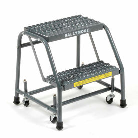 16"W 2 Step Steel Rolling Ladder 20"D Top Step