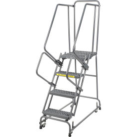 16"W 4 Step Steel Rolling Ladder 21"D Top Step
