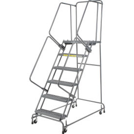 24"W 6 Step Steel Rolling Ladder 21"D Top Step- Lock Type A