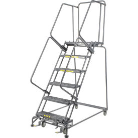 24"W 6 Step Steel Rolling Ladder 21"D Top Step- Lock Type B