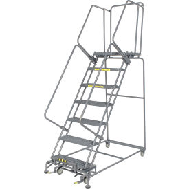 24"W 7 Step Steel Rolling Ladder 21"D Top Step- Lock Type B
