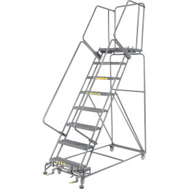 24"W 8 Step Steel Rolling Ladder 21"D Top Step
