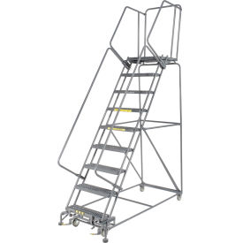 24"W 9 Step Steel Rolling Ladder 21"D Top Step
