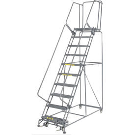 24"W 10 Step Steel Rolling Ladder 21"D Top Step