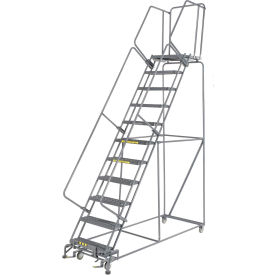 24"W 11 Step Steel Rolling Ladder 21"D Top Step