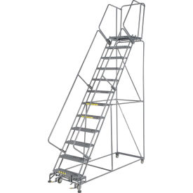 24"W 12 Step Steel Rolling Ladder 21"D Top Step