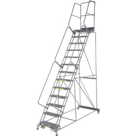 24"W 13 Step Steel Rolling Ladder 21"D Top Step