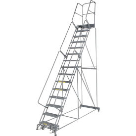 24"W 15 Step Steel Rolling Ladder 21"D Top Step