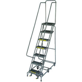 7 Step 16" W Grip All Directional Steel Rolling Ladder- Safety Angle