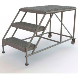 Mobile 3 Step Steel 24"W X 36"L Work Platform Ladder Without Handrails