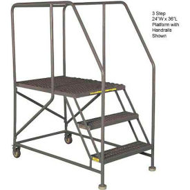 Mobile 3 Step Steel Work Platform Ladder With Handrails - WLWP132436