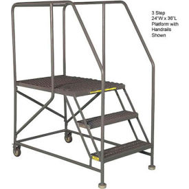 Mobile 5 Step Steel 24"W X 36"L Work Platform Ladder With Handrails