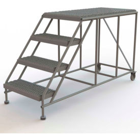 Mobile 4 Step Steel 24"W X 48"L Work Platform Ladder Without Handrails