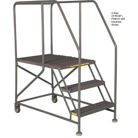 Mobile 5 Step Steel 24"W X 48"L Work Platform Ladder With Handrails