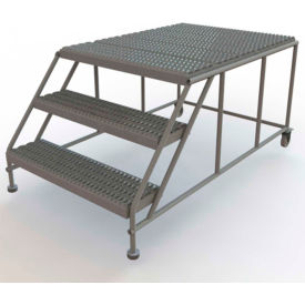 Mobile 3 Step Steel Work Platform Ladder Without Handrails - 36"W X 48"L